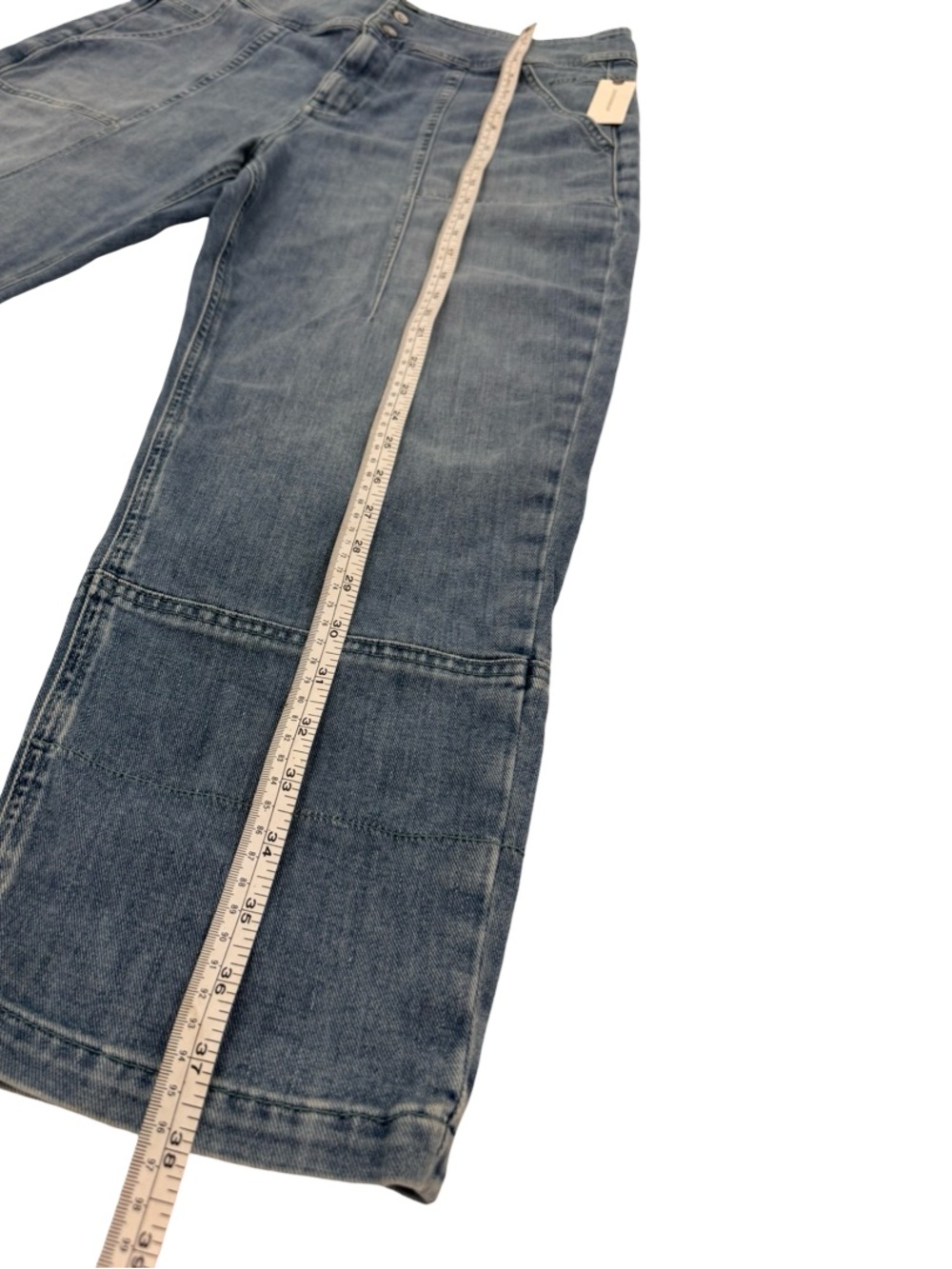 Anthropologie Button-Fly Cropped Jeans — Medium Blue - Picture 9 of 10